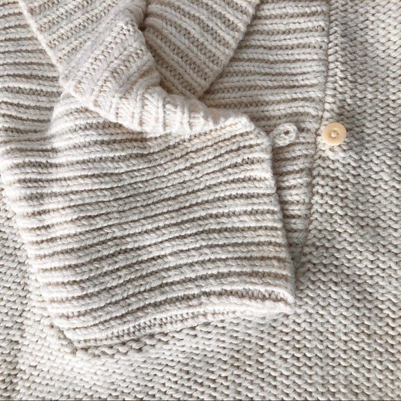 Wilfred Aritzia Women's Cream Chunky Wool Blend Shawl Collar Sweater XS - Picture 8 of 11